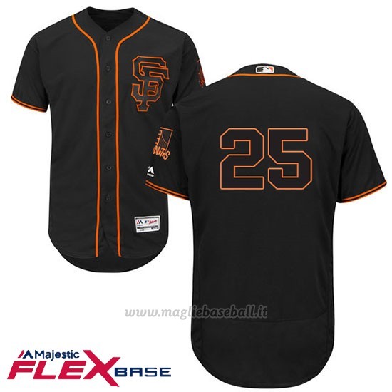 Maglia Baseball Uomo San Francisco Giants Barry Bonds Nero Flex Base Autentico Collezione
